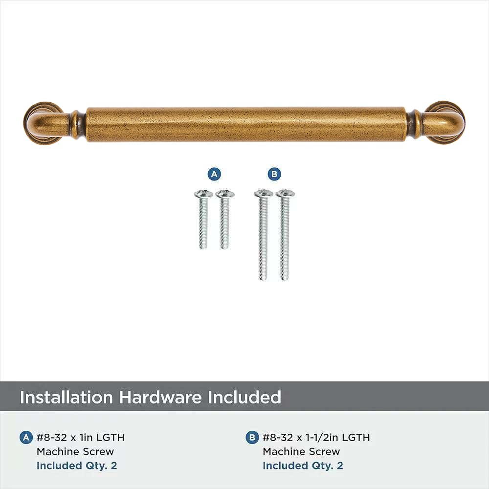 2-Pack Antique Brass Heavy-Duty Solid Cabinet Pulls, 3 Inch (76mm) Hole Center, Vintage Brass Drawer Pulls, Cabinet