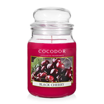 Candle Black Cherry Scented, Large Glass Jar 18oz Wick Candle, 110 Hours of Burn Time