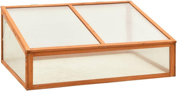Wooden Greenhouse 39.4"x25.6"x15.7" Solid Firwood Cold Frame for Outdoor Garden Plants and Herbs, Raised Planter