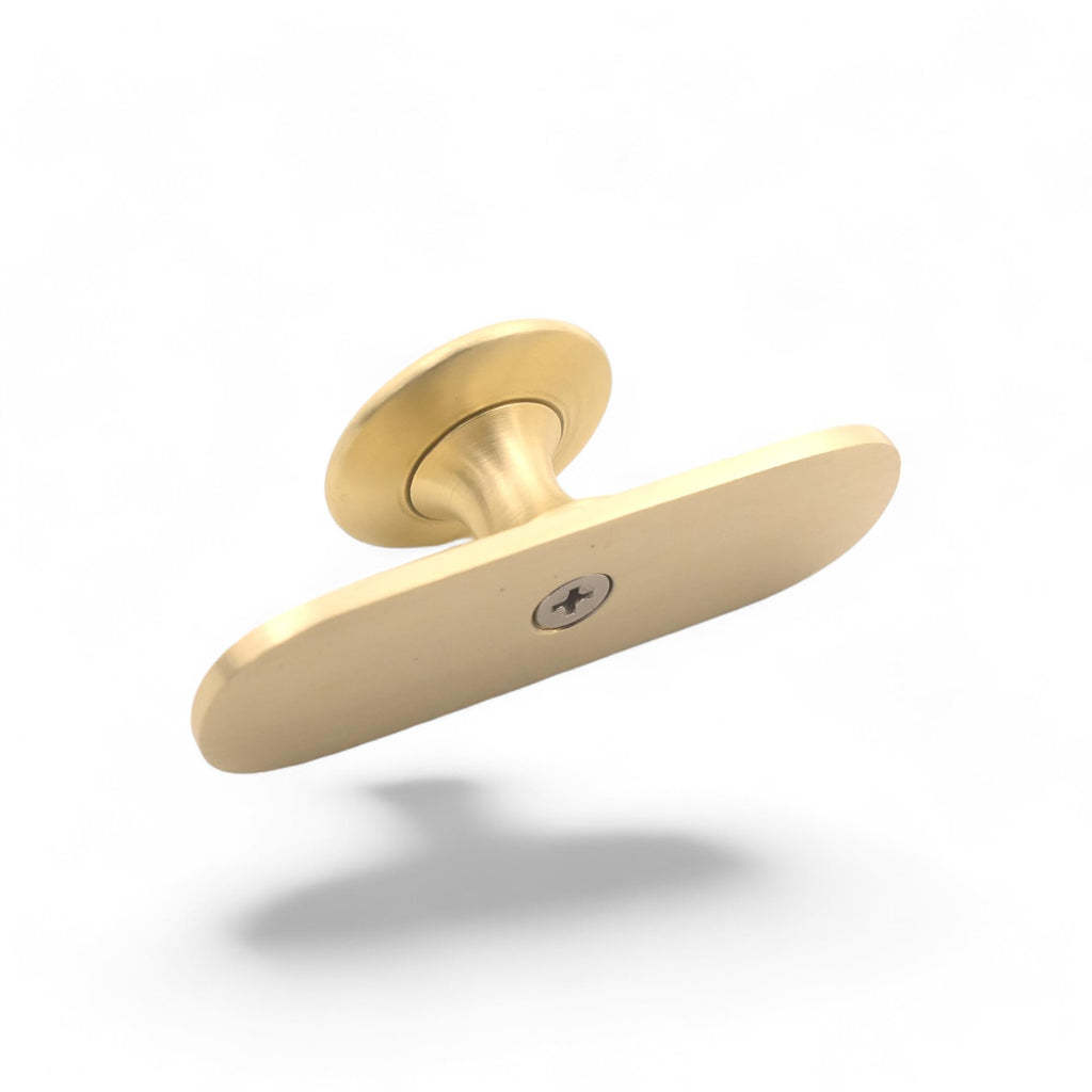 Solid Brass Cabinet Knob with Backplate - Handmade Brushed Unlacquered Brass Knob and Backplate Set for Drawer Door
