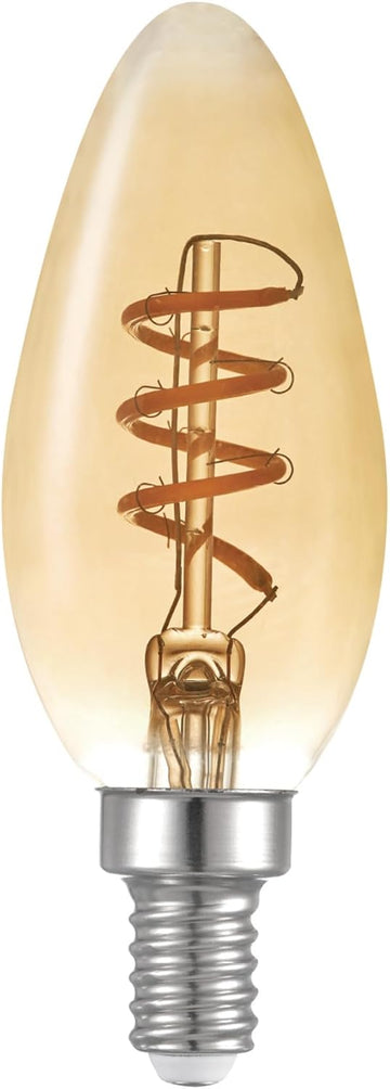 40W Equivalent Soft White (2000K) Edison Candelabra Amber Glass Dimmable LED Light Bulb 31355, 1-Pack, B10 Vintage