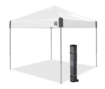 Ambassador Instant Pop Up Canopy Tent, 10' x 10', Roller Bag and 4 Piece Spike Set, Slate White