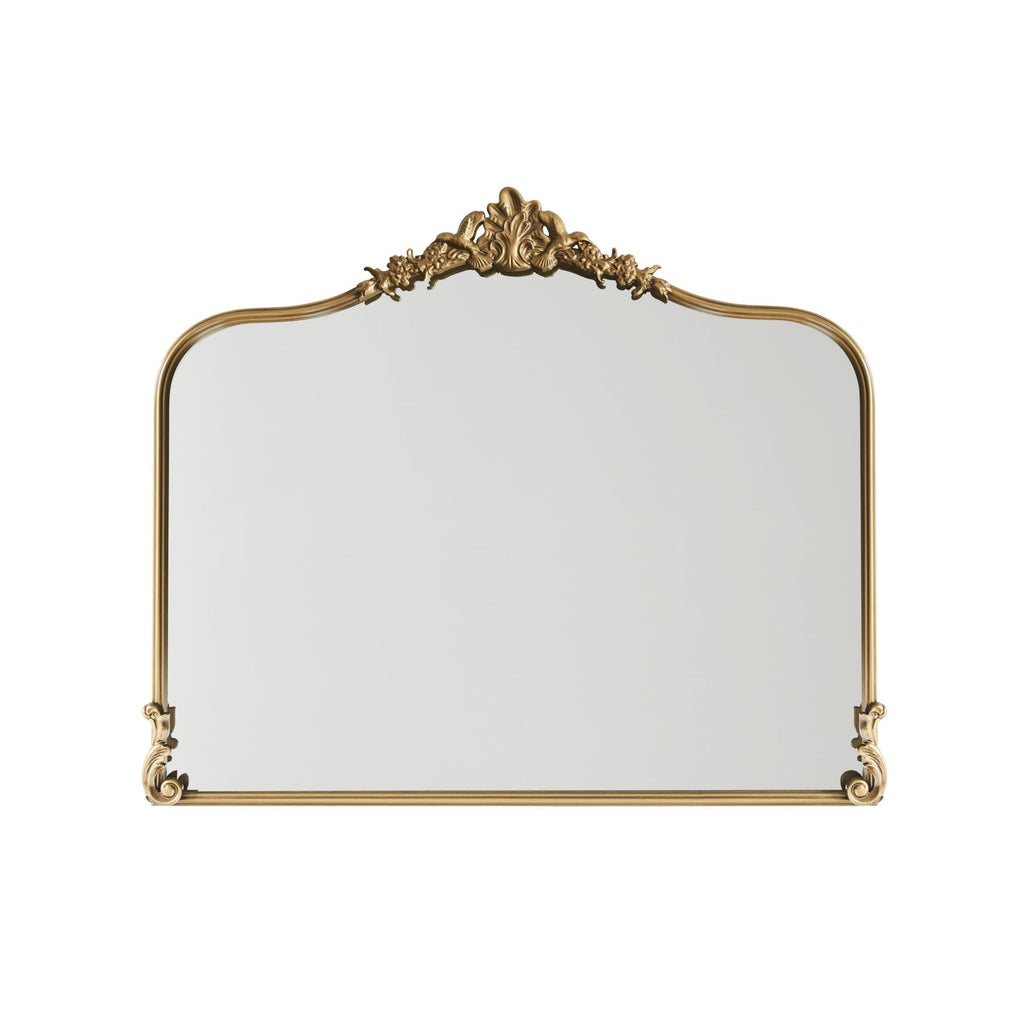 Vintage Gold Wall Mirror 36x30 Inch, Baroque Design, Ornate Arched Frame