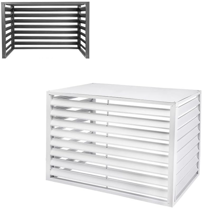 Aluminum AC Privacy Fence Panel - Air Conditioner Cover, Outdoor Pool Equipment Enclosure, White Screen (100x50x70cm