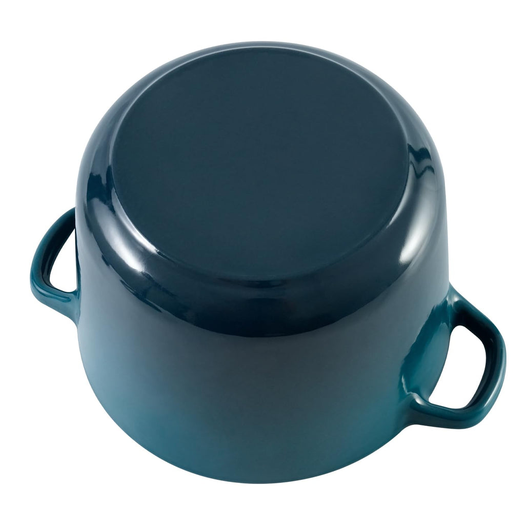 Dutch Oven Pot with Lid 1.8 Qt Cast Iron Dutch Oven for Bread Baking, DarkCyan Enameled Cast Iron Rice Pot, Small