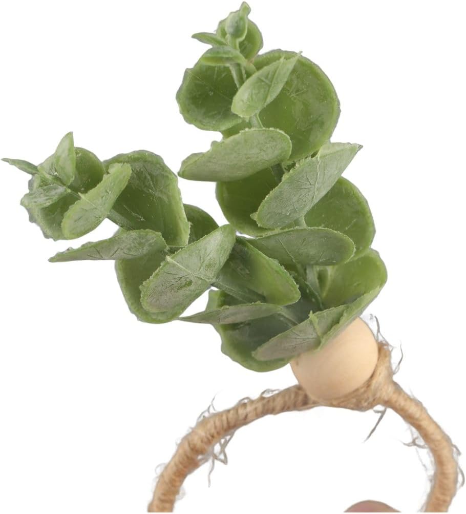 Napkin Rings Set Eucalyptus Leaves Napkin Rings Boho Greenery Napkin Rings Rustic Farmhouse Wooden Napkin - Set of 8
