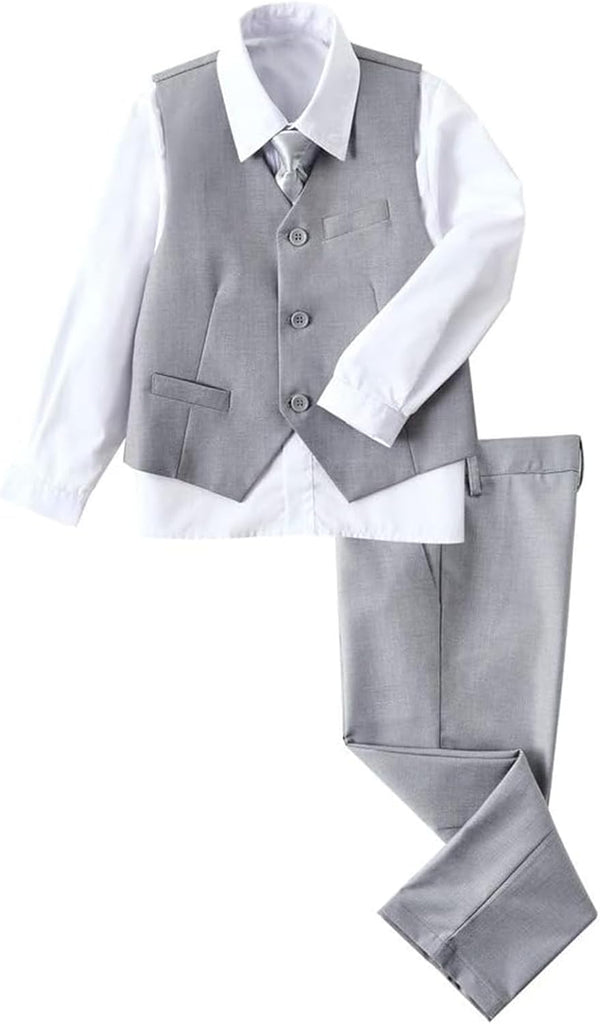 Boys Formal Suits Slim Fit Vest Pant Set for Kids Wedding Tuxedo