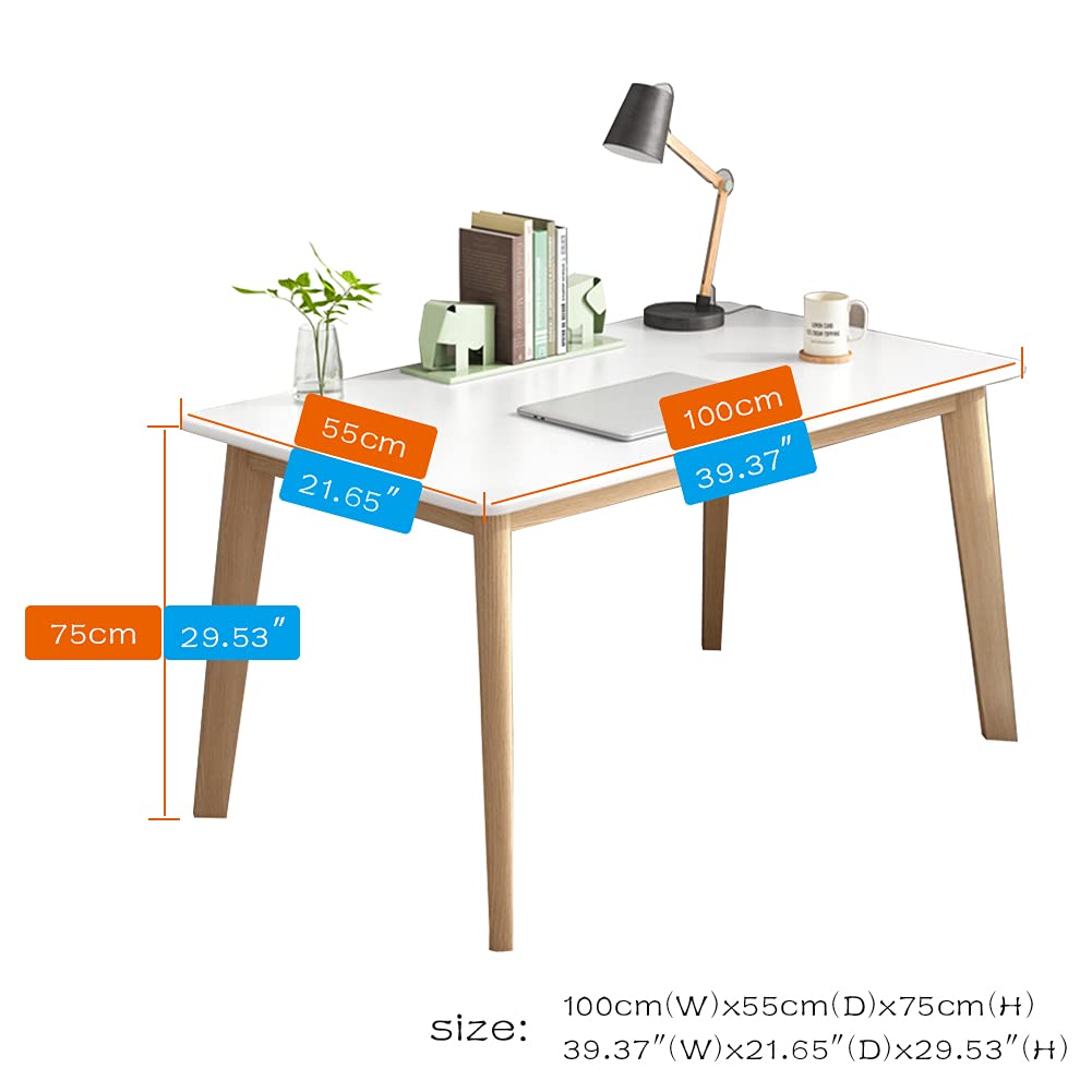 Simple Wooden Writing Desk - 39" W PC Laptop Computer Table, White