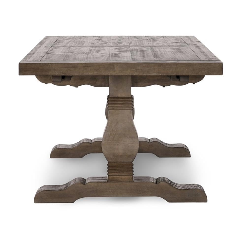 Quincy Reclaimed Pine Wood Extension Dining Table in Weathered Brown