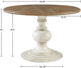Brown Round Pedestal Dining Table with Wood Veneer and MDF Top, Ideal for Dining Room, Rustic or Modern Indoor Dining