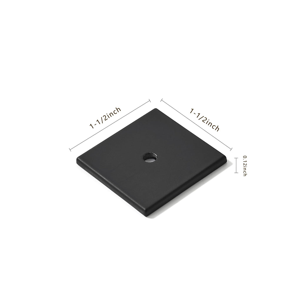 1-1/2 Inch Square Backplate for Knobs in Matte Black Cabinet Hardware Knob Backplate/Back Plate