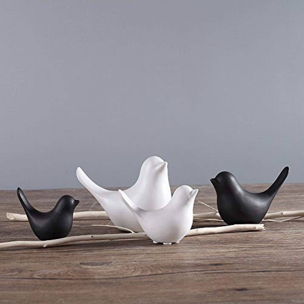 Notakia Small Bird Figurines Black Bird Statues Home Decor for Table Shelf