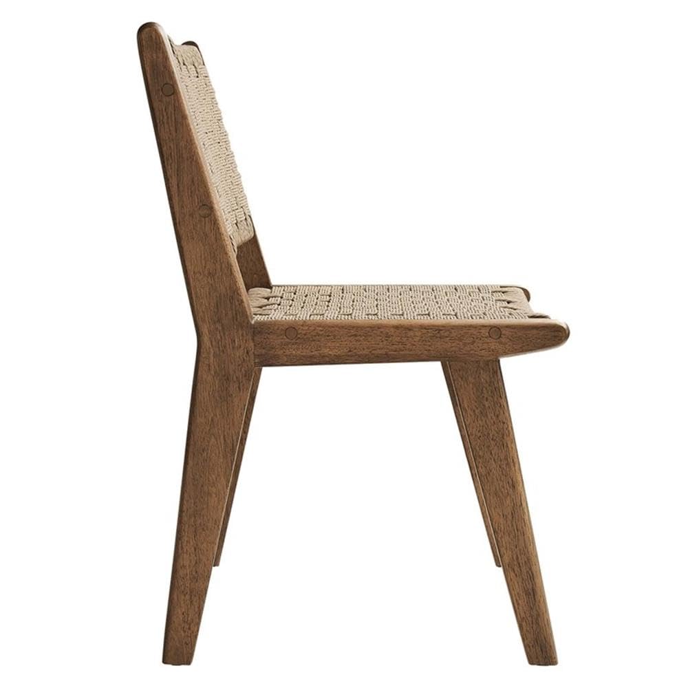 Saoirse Woven Rope Wood Dining Side Chair in Walnut Natural