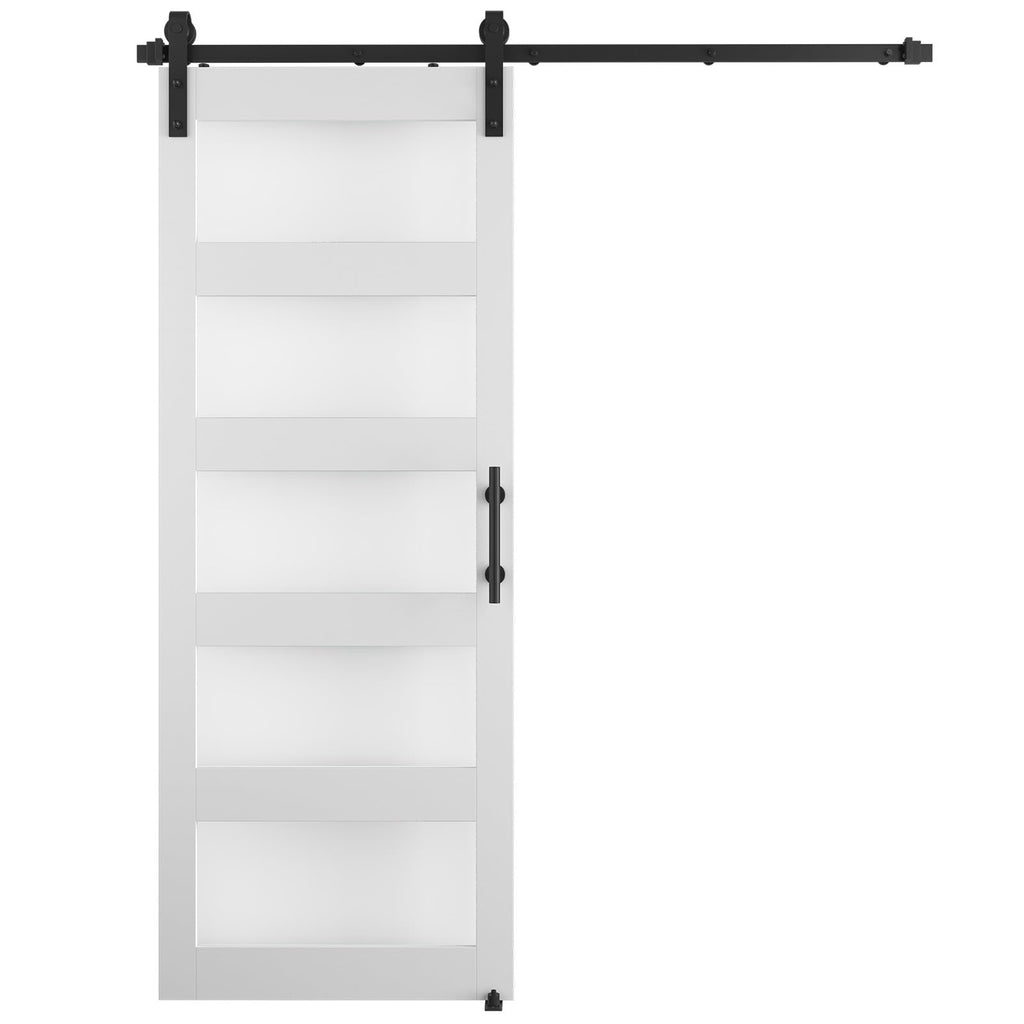 32'' x 84'' Glass Barn Door and 6Ft Hardware Kit Included White