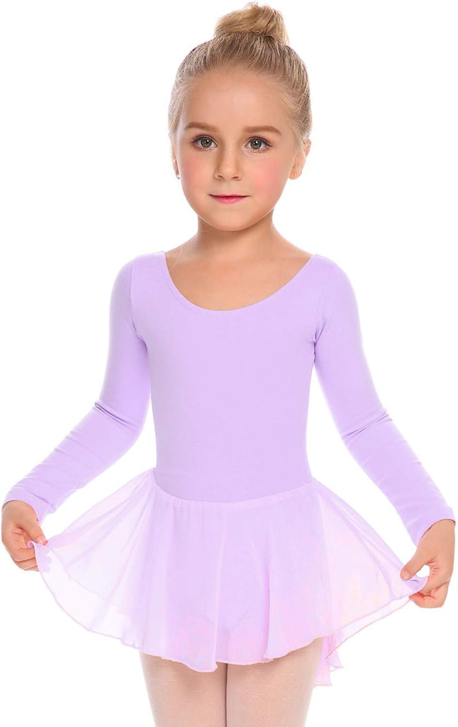 Kids Girls Classic Long Sleeve Leotard Dance Ballet Dress
