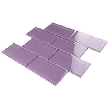 Purple Rain 3x6 Glass Subway Wall Tile Backsplash, Bathroom, Shower, Accent Walls & Pool (Box of 40 Tiles, Covers 5