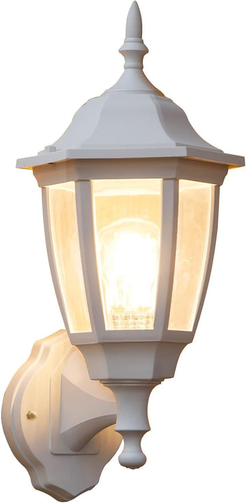 Outdoor Wall Lantern, Exterior Waterproof Wall Sconce Light Fixture, White Front Porch Light Wall Mount for Garage