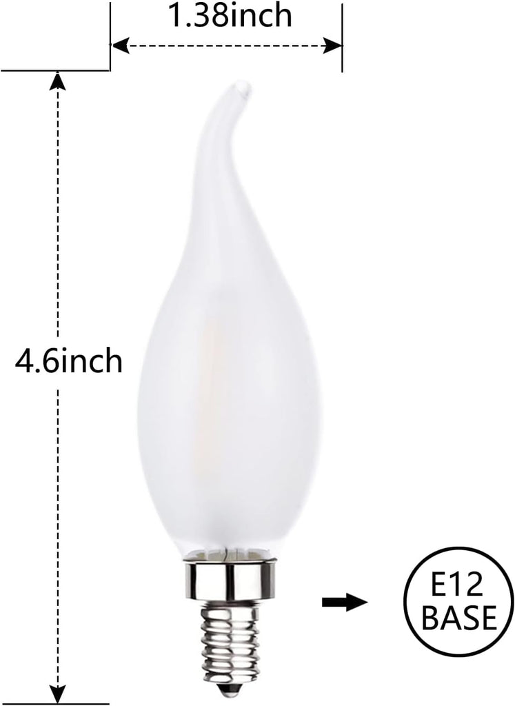 Frosted Candelabra Light Bulb E12 LED Bulb 25Watt Equivalent 4000K