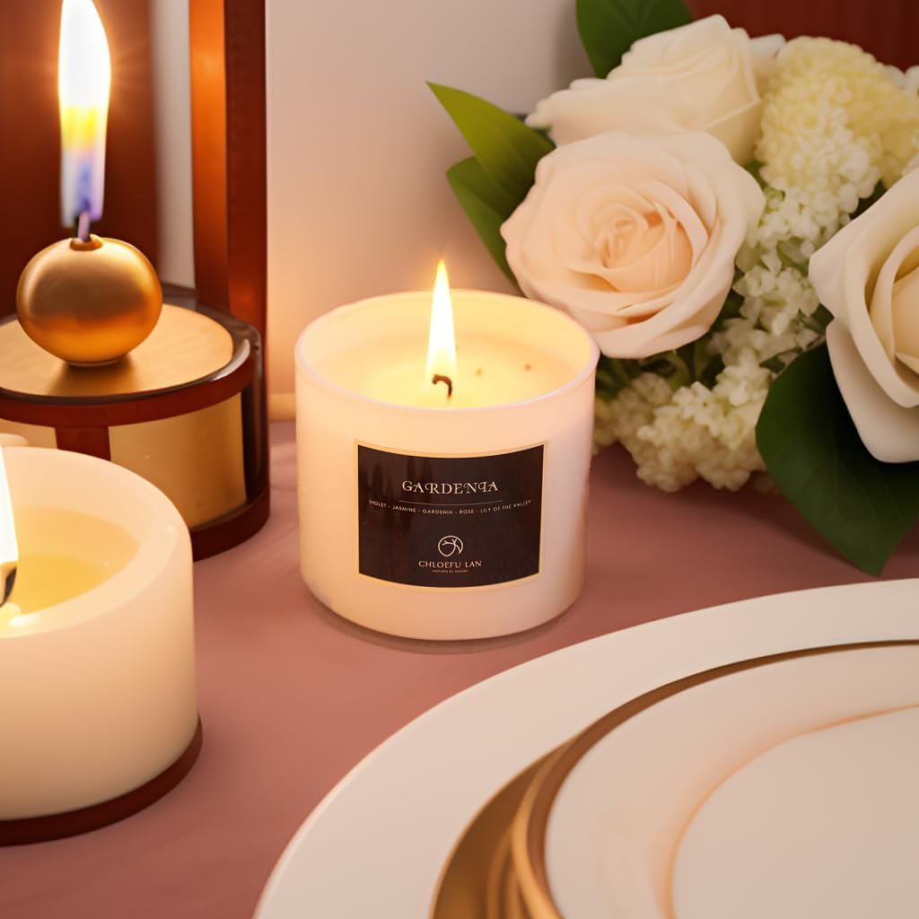 Premium Gardenia Scented Candle for Men & Women, Highly Scented, 7.1oz|45 Hour Long Lasting, All Natural Soy Candles - Set of 71