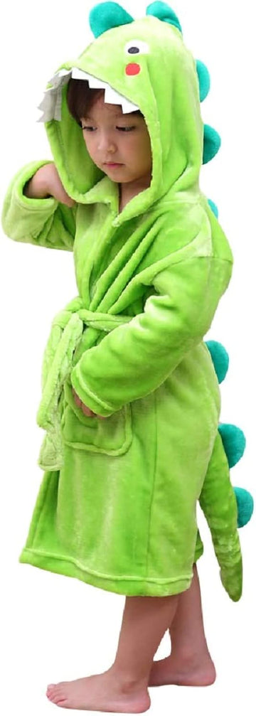 Boys' Girls' Hooded Bathrobe Soft Animal Plush Robe Kids Sleepwear
