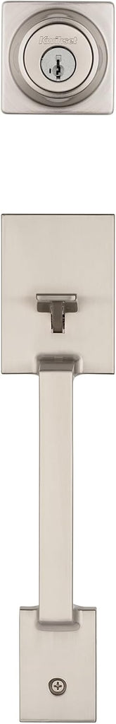 Amador Front Door Lock Handle and Deadbolt Set, Entry Handleset Exterior with Casey Reversible Lever, Satin Nickel - Door Handleset