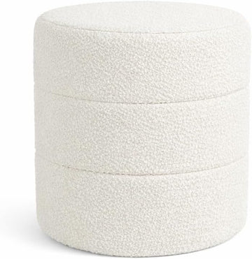 18" Round Ottoman - Cream Boucle