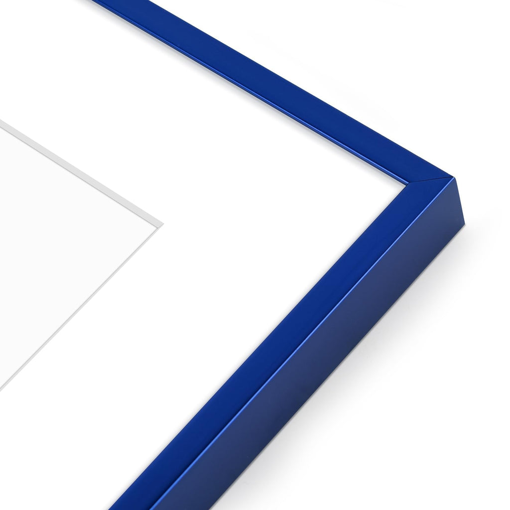 5x7 Blue Aluminum Frame with White Mat, Real Glass