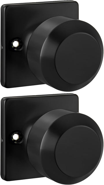 Black Half Dummy Door Knobs, Single Side Door Handles for Closets, French Double Doors, Non-Locking Inactive Matte