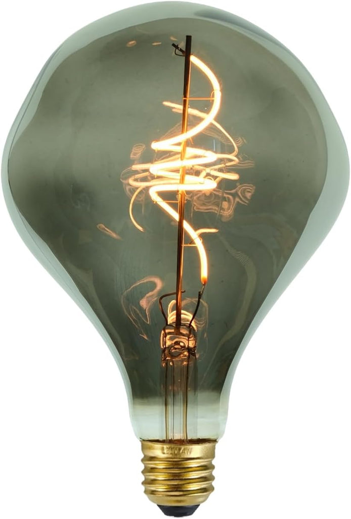 G40 LED Edison Bulb, Smoke Gray Hand-Blown Hard Glass, 4W (25W Incandescent Equivalent), 110-130V, E26, 2000K Warm