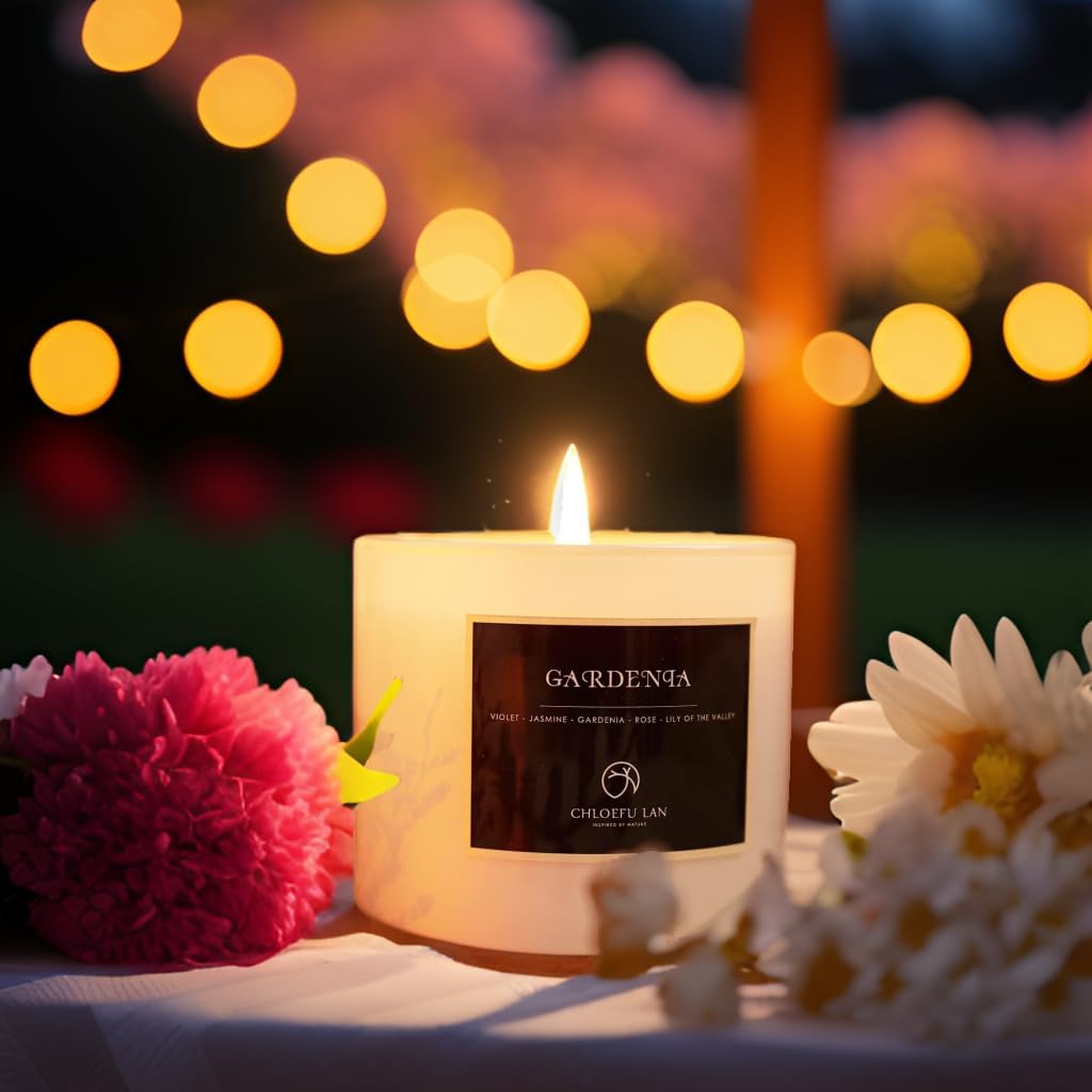 Premium Gardenia Scented Candle for Men & Women, Highly Scented, 7.1oz|45 Hour Long Lasting, All Natural Soy Candles - Set of 71