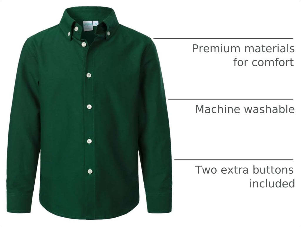 Boys Oxford Dress Shirts Long Sleeve Button Down Shirt