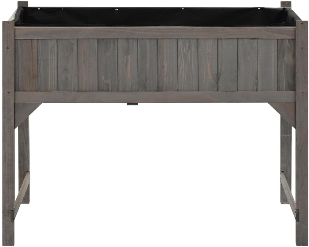 Solid Wood Raised Garden Bed with Greenhouse Gray 43.3in | Elevated wooden planter box with clear cold frame top