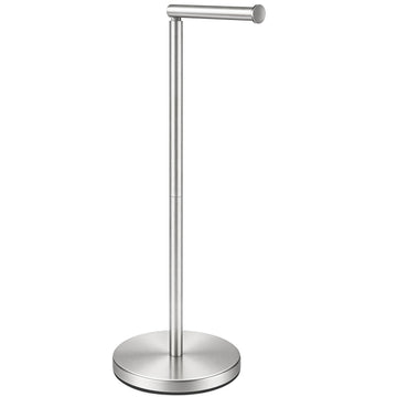 26" Heavy Duty Toilet Paper Holder Stand, Free Standing Toilet Paper Holder, Brushed Nickel Bathroom Toilet Paper