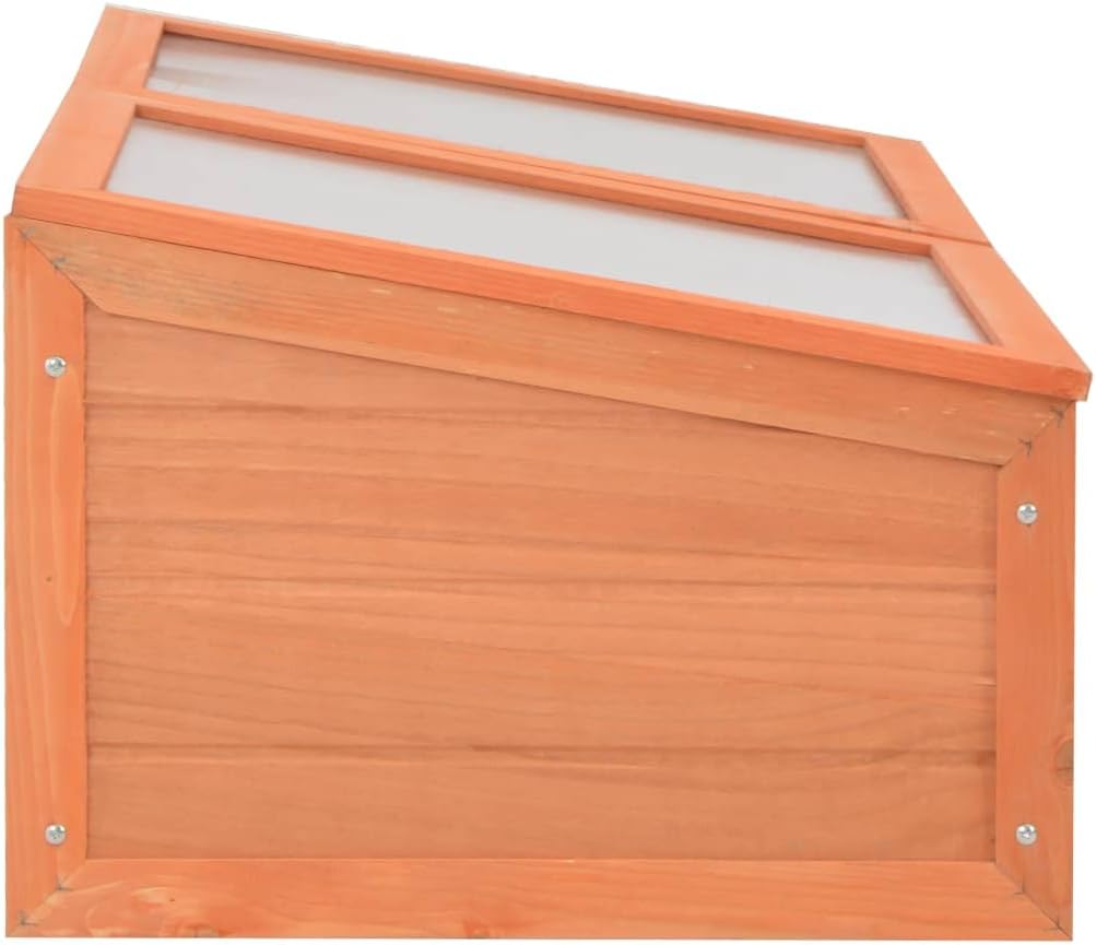 Wooden Cold Frame Greenhouse 39.4 x 19.7 x 13.4 Inches, Raised Garden Bed with PC Board Panels and Hinged Lid for