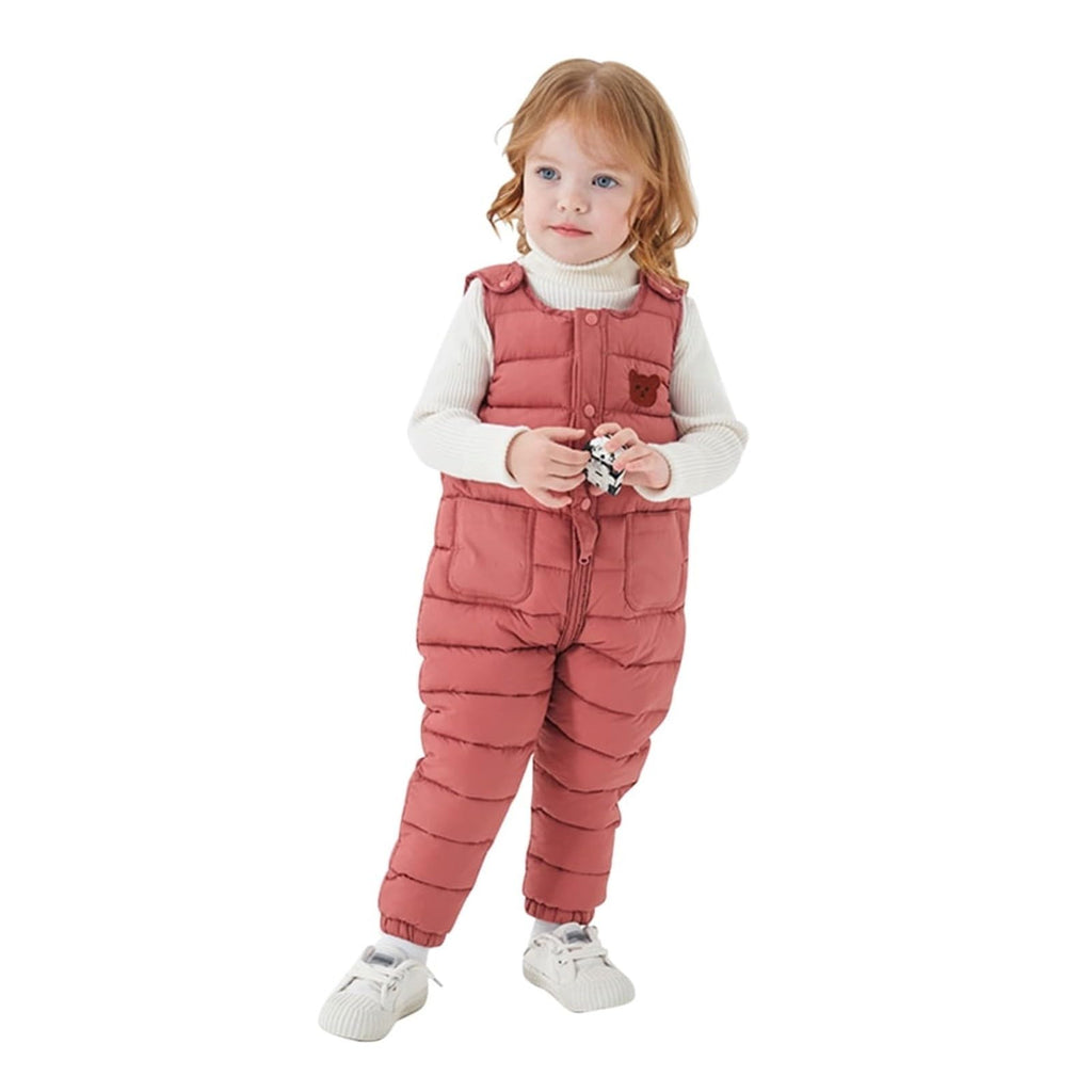 Boys Girls Snow Pants Kids Snowsuit Puffer Winter Warm Snowsuit Zip Up Quilted Down Overalls Windproof Ski Outfits