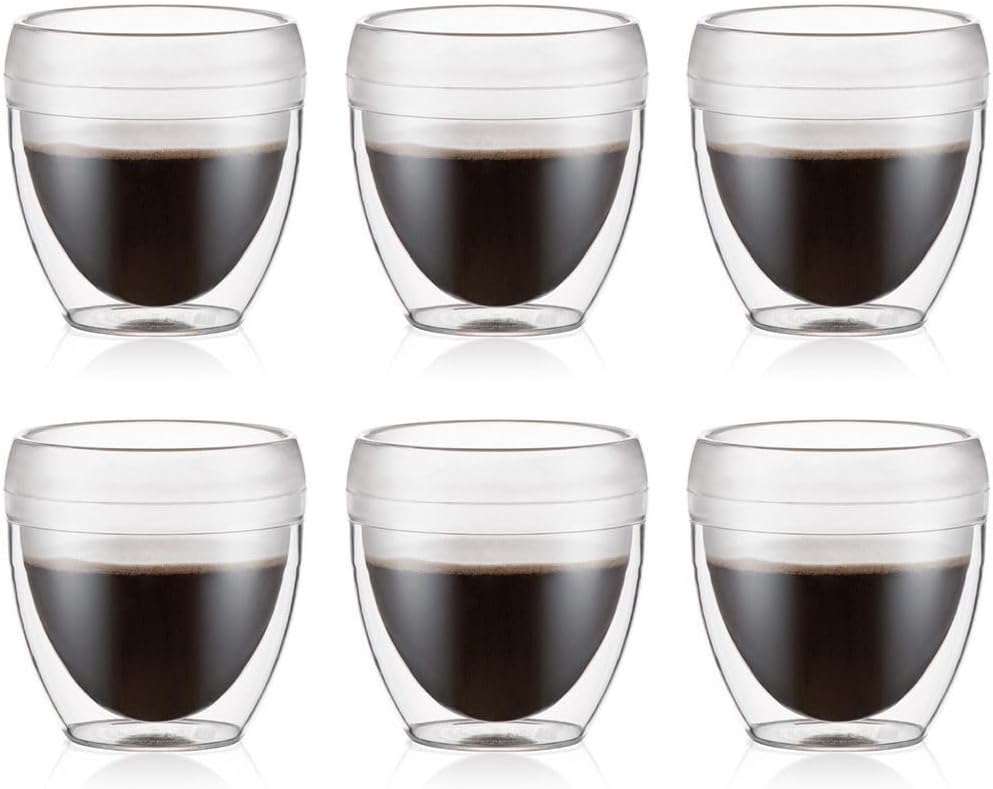 8oz Pavina Outdoor Double-Wall Plastic Tumbler, BPA-Free, Set of 6, Clear