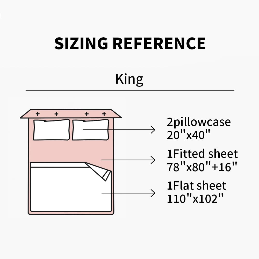 King Sheets Set, Luxuriously 400 Thread Count Organic Viscose Derived from Bamboo Bed Sheet, Cooling Sheets for King