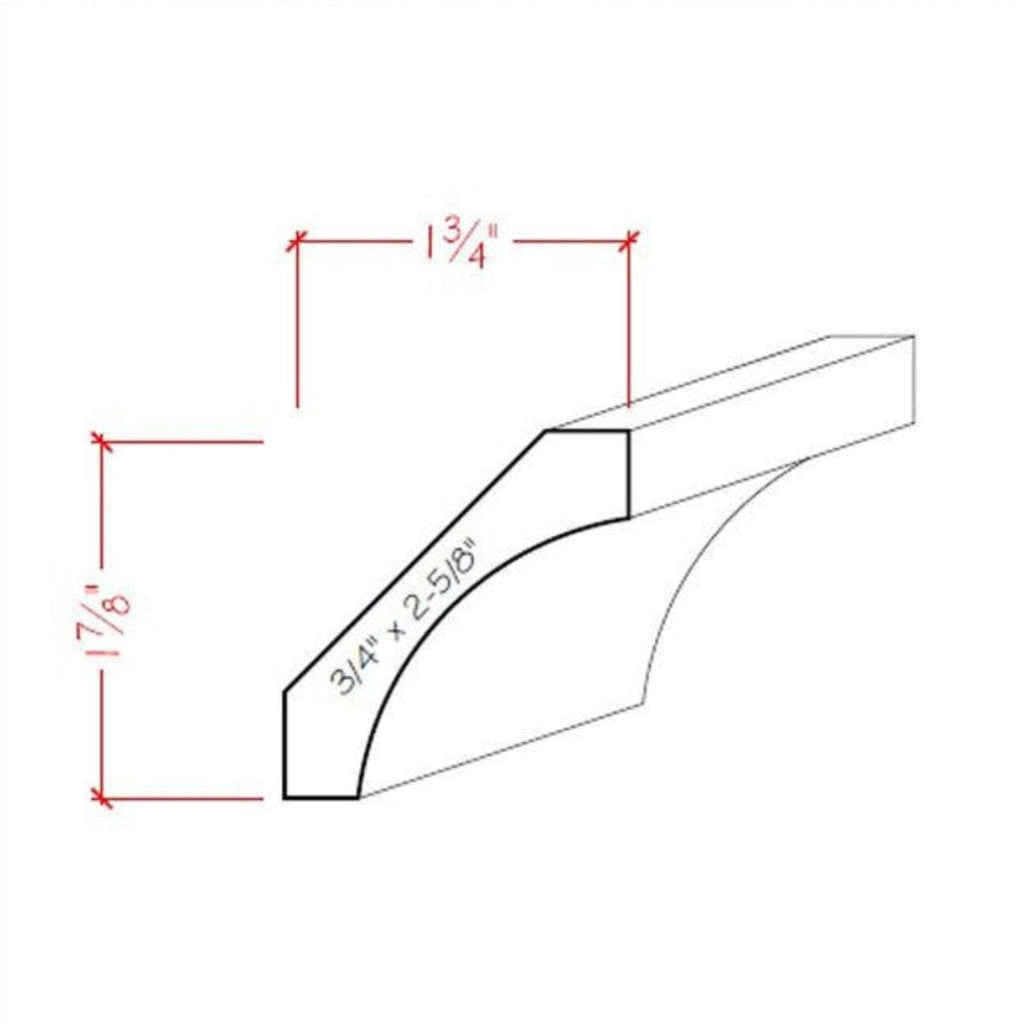 Cove Crown 3/4" x 2-5/8" Unfinished 1-7/8" High x 1-3/4" Deep, Poplar, 94"