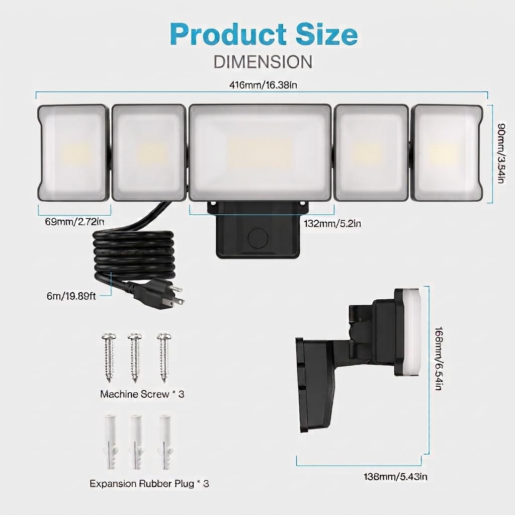 Flood Lights Outdoor Plug in, Switch Controlled for Backyard