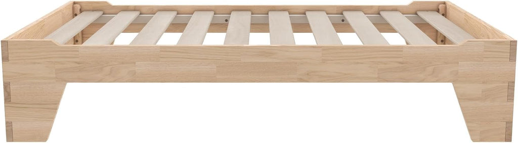 Maverick Montessori Toddler Floor Bed with 2 Heights, Natural Wood Grain
