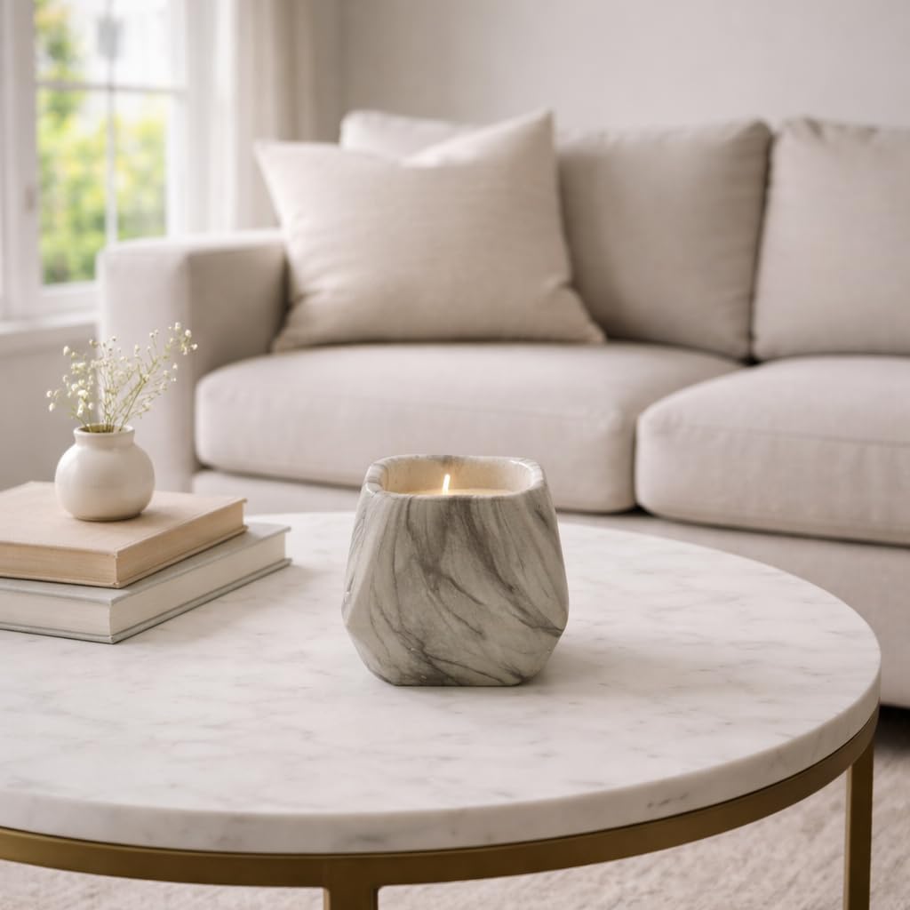 Marbled Prism Bowl Candle in Grey, 10 Oz