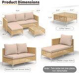 3-Piece Wicker Outdoor Patio Furniture Set | Beige All-Weather Resistant with Thick Cushions for Patio, Garden & Porch
