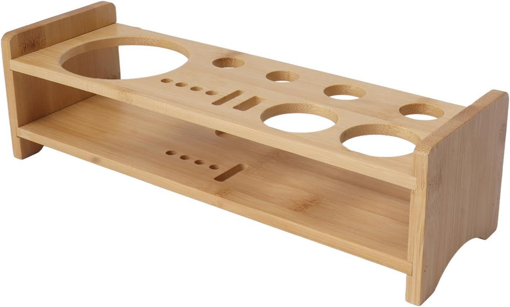 Bartender Kit Stand, Bartending Tool Storage Holder, Large Capacity Space Saving Wood Bar Tool Organizer with Tiered