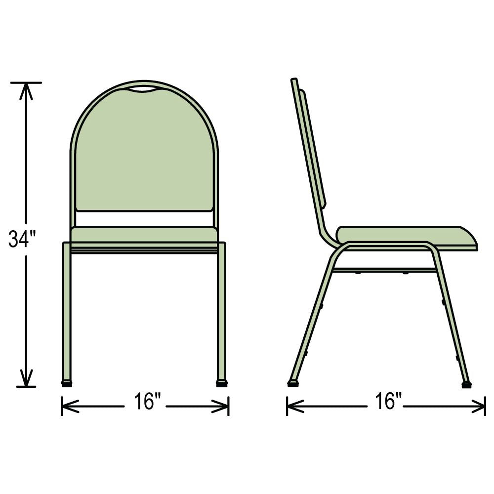 NPS Vinyl-upholstered Dome Back Stack Chair with Steel Black Sandtex Frame, 300-lb Weight Capacity, 18"