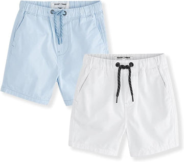 2 Pack Toddler Boys Summer Shorts with Drawstring - Cotton Baby Casual Pull-On Jogger Shorts Active Sports Shorts