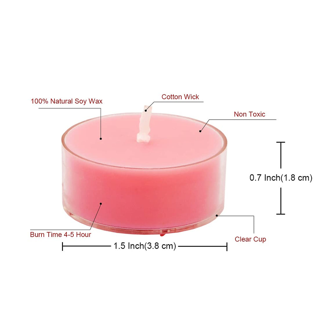 Scented Tea Candles 4 Hours Burn 36 Pack Rose