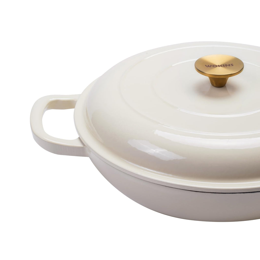 Enameled Cast Iron Dutch Oven-2.5QT Cream, Braiser/Casserole, Cream