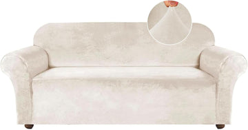 Velvet Couch Covers Sofa Covers for 3 Cushion Couch Stretch Sofa Slipcovers with Non Slip Elastic Bottom Furniture