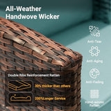 5-Piece Wicker Outdoor Patio Furniture Set | Blue All-Weather Resistant with Thick Cushions for Patio, Garden & Porch