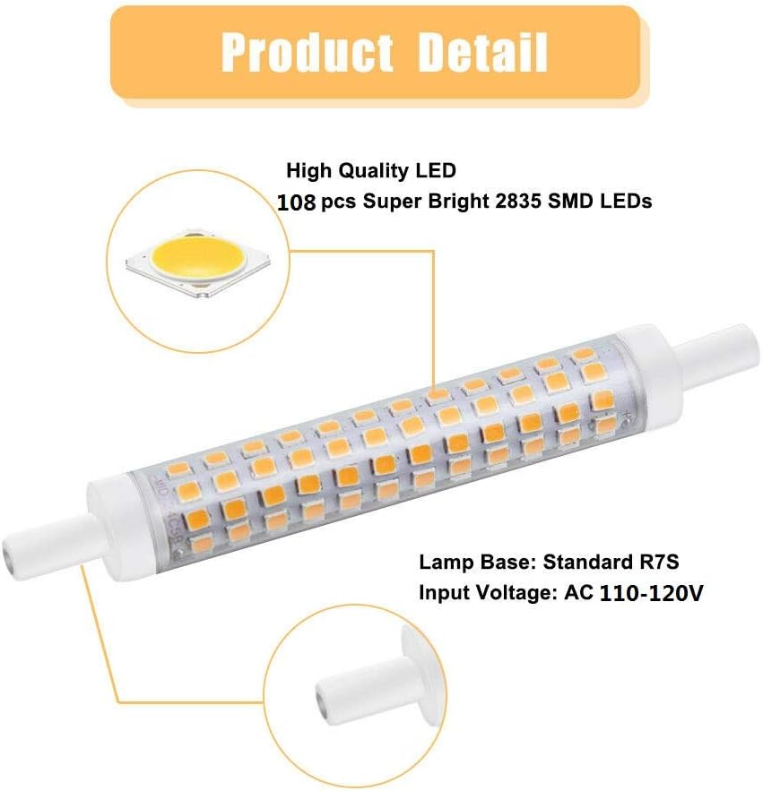 R7S LED Bulb 10W LED Corn Bulbs 118mm Dimmable R7S Base Double Ended J Type T3 Floodlight 90W Halogen Equivalent